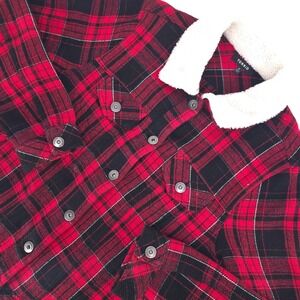 Torrid Sherpa Collar Trucker Coat Women's Size 0 (L) Buffalo Plaid Jacket Preppy